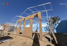 GPAA Launches Field Clinic to Aid the Wounded and Displaced in Gaza’s Tent Camps GPAA workers constructing a small physical therapy clinic facility at displaced persons camp in Gaza